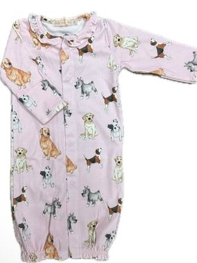 Unisex cream color Baby Club Chic  Good Puppy Converter Gown With Ruffle
